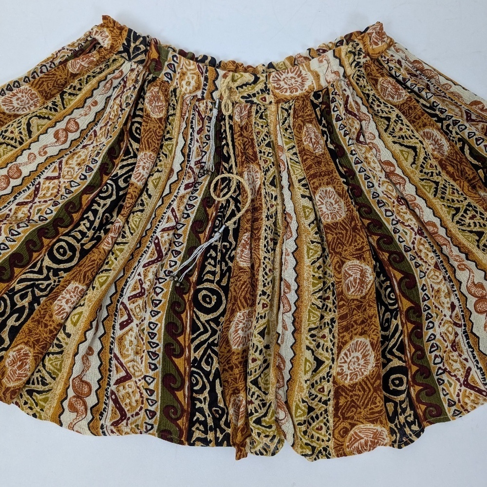 Abstract Mini Skirt Circle Drawstring Mid Low High Rise Short Flowy - Picture 7 of 8